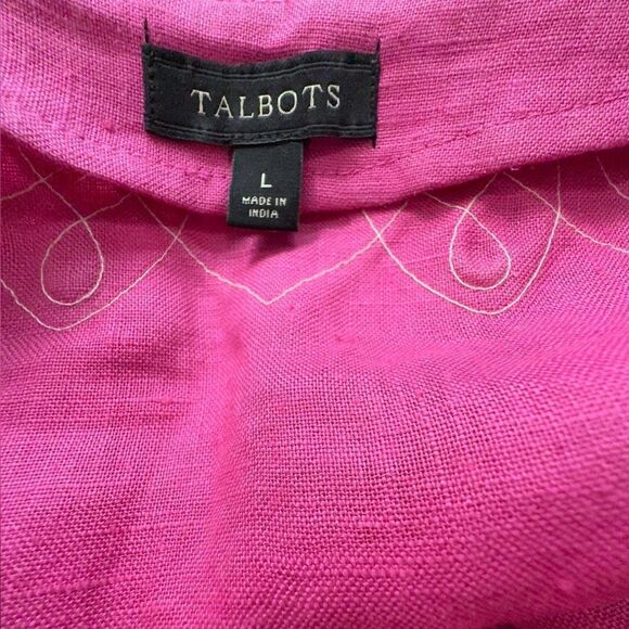 Talbots Raspberry Pink & White Linen Tunic Top - Picture 6 of 7
